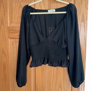 WAYF black long sleeve crop top